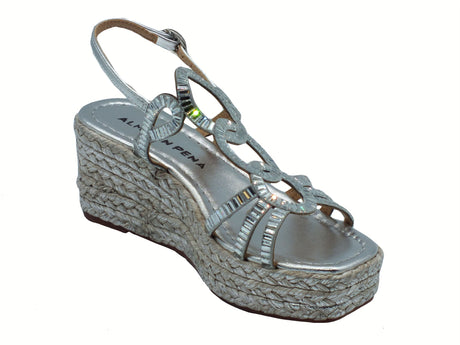 Alma en Pena Alma en Pena V2551454 Luna Silver Sandali eleganti per Donna con brillanti argento zeppa alta Silver