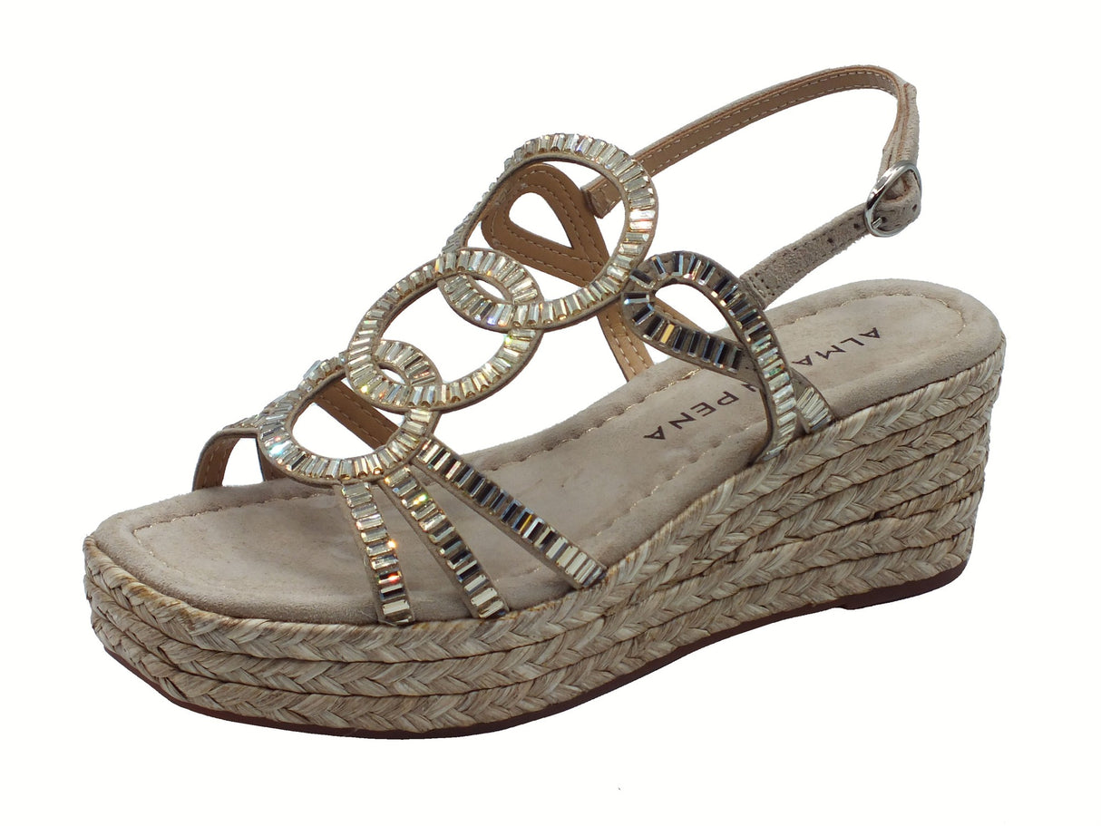 Alma en Pena Alma en Pena V2551454 Suede Vison Sandali eleganti per Donna con brillanti argento zeppa media Suede Vison