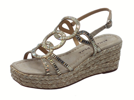 Alma en Pena Alma en Pena V2551454 Suede Vison Sandali eleganti per Donna con brillanti argento zeppa media Suede Vison