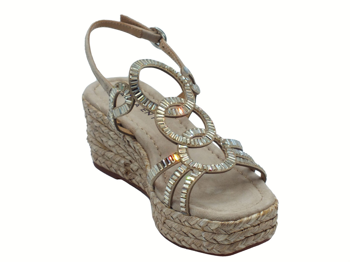 Alma en Pena Alma en Pena V2551454 Suede Vison Sandali eleganti per Donna con brillanti argento zeppa media Suede Vison