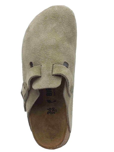 Birkenstock Birkenstock Sabot Donna 1025844 Boston BS Faded Khaki pelle marrone Khaki