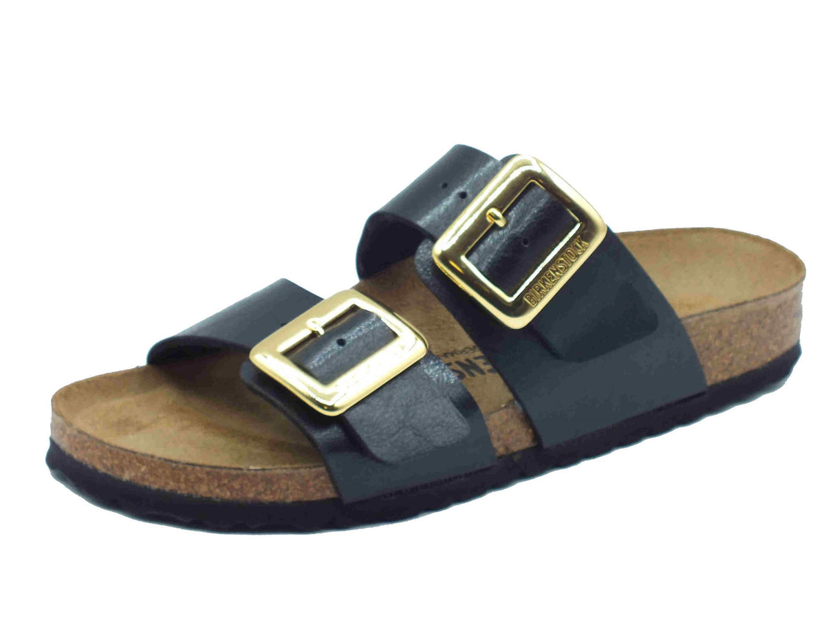 Birkenstock Birkenstock 1029457 Sydney Cushion Buckle Licorice Sandali per Donna doppia fibia in pelle nera nero