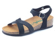 BioNatura Sandalo Bionatura per donna in nabuk nero con strass e zeppa bassa Nero