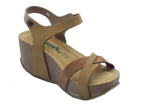 BioNatura BioNatura 24 Fregene Imb Nabuk Multi Tortora Sandali per Donna in nabuk zeppa alta Tortora