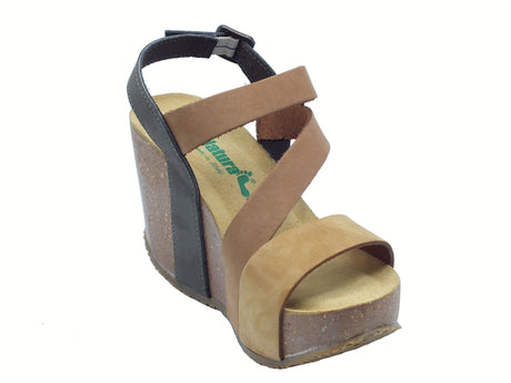 BioNatura BioNatura 29A2008 Imb Nabuk Multi Brandy Sandalo per Donna con zeppa alta Multi Brandy