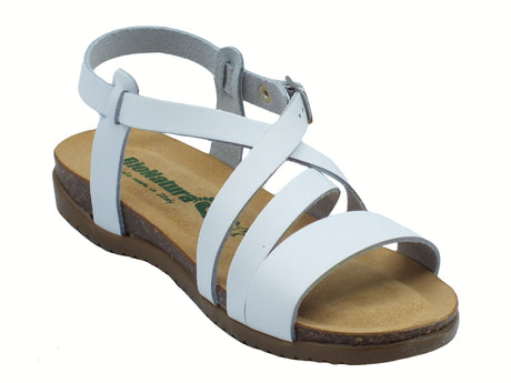 BioNatura BioNatura 34A2044 By Cast Bianco Sandali per Donna in pelle zeppa bassa fibietta Bianco
