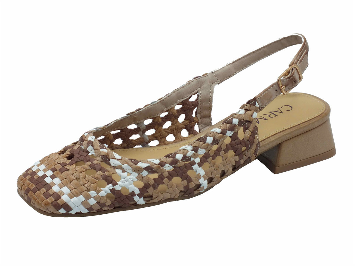 Carmela Carmela 162185 Piel Beige Sandali per Donna in pelle intrecciata tacco basso Beige