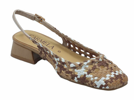 Carmela Carmela 162185 Piel Beige Sandali per Donna in pelle intrecciata tacco basso Beige