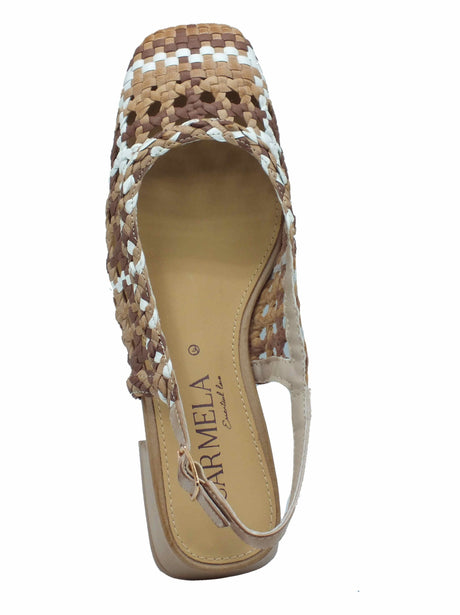 Carmela Carmela 162185 Piel Beige Sandali per Donna in pelle intrecciata tacco basso Beige