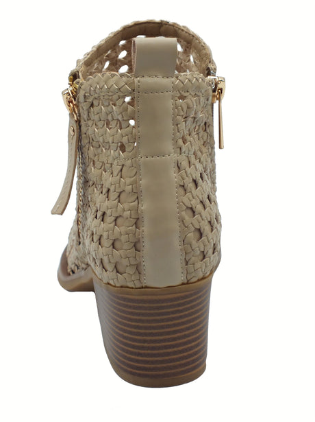 Carmela Carmela 162344 Piel Beige Tronchetti per Donna in pelle intrecciata tacco media Beige