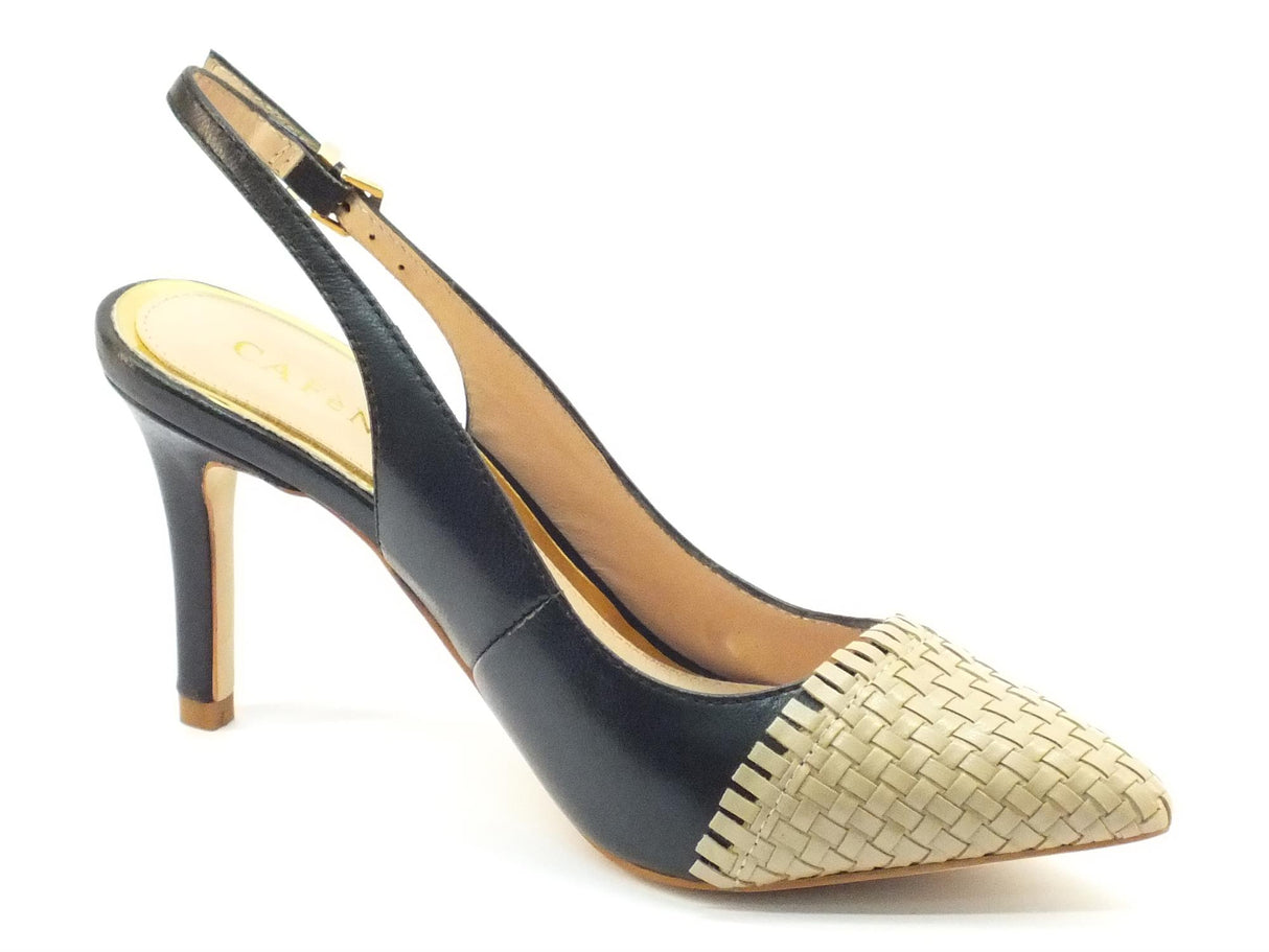 CafèNoir CafèNoir decolte' in pelle nera e beige tacco 9cm nero/beige