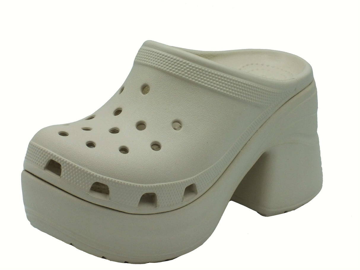 Crocs Crocs 208547 Siren Clog White Sandali con tacco alto per Donna in gomma bianca White