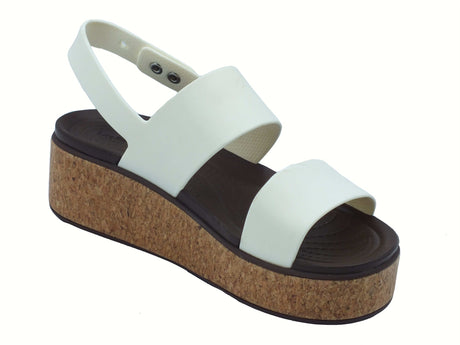 Crocs Crocs 211144 brooklyn cork low bianco Sandali con zeppa bassa per Donna in gomma bianco