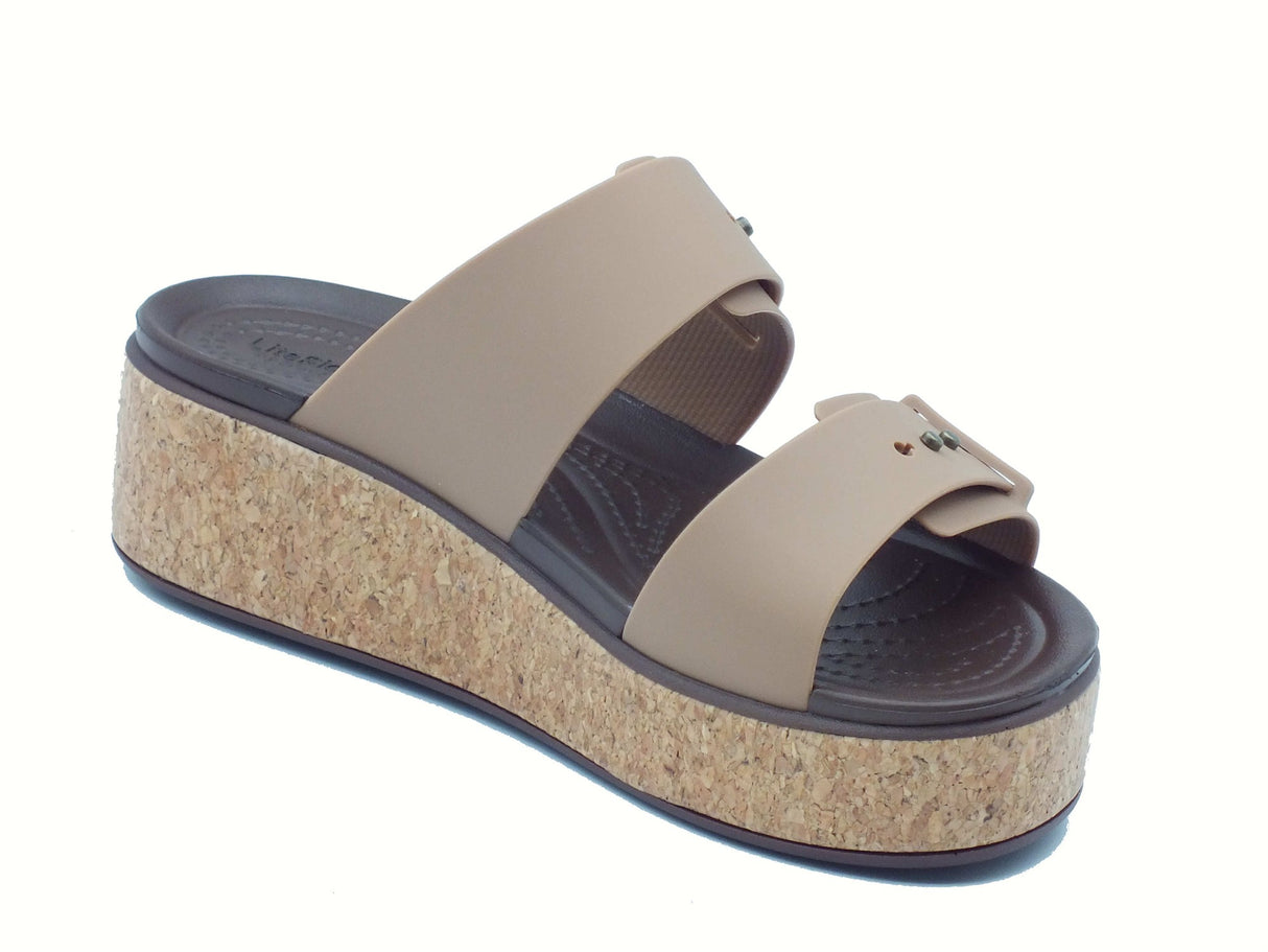 Crocs Crocs 211252 brooklyn cork buckle marrone Sandali con zeppa bassa per Donna in gomma marrone