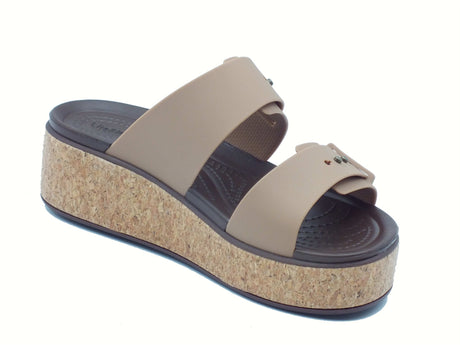 Crocs Crocs 211252 brooklyn cork buckle marrone Sandali con zeppa bassa per Donna in gomma marrone