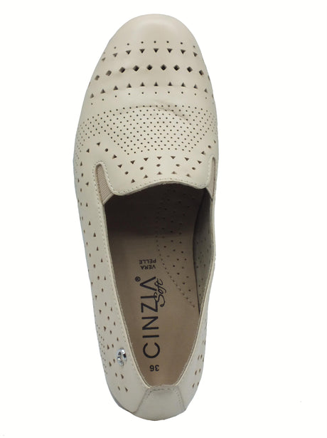 Cinzia Soft Cinzia Soft IV2121740 Dirty Milk Ballerine per Donna in nabuk traforato con zeppa media beige
