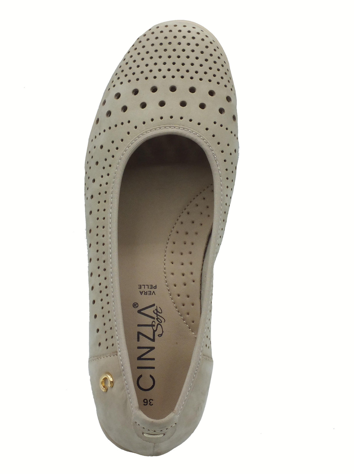 Cinzia Soft Cinzia Soft IV2123266 Beige Ballerine per Donna in nabuk traforato con zeppa media Beige