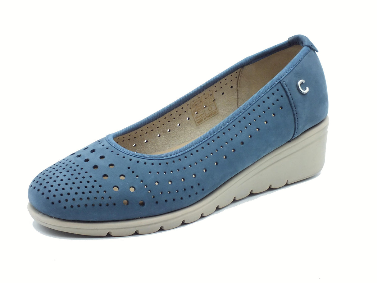 Cinzia Soft Cinzia Soft IV2123266 Cobalto Ballerine per Donna in nabuk traforato con zeppa media blu