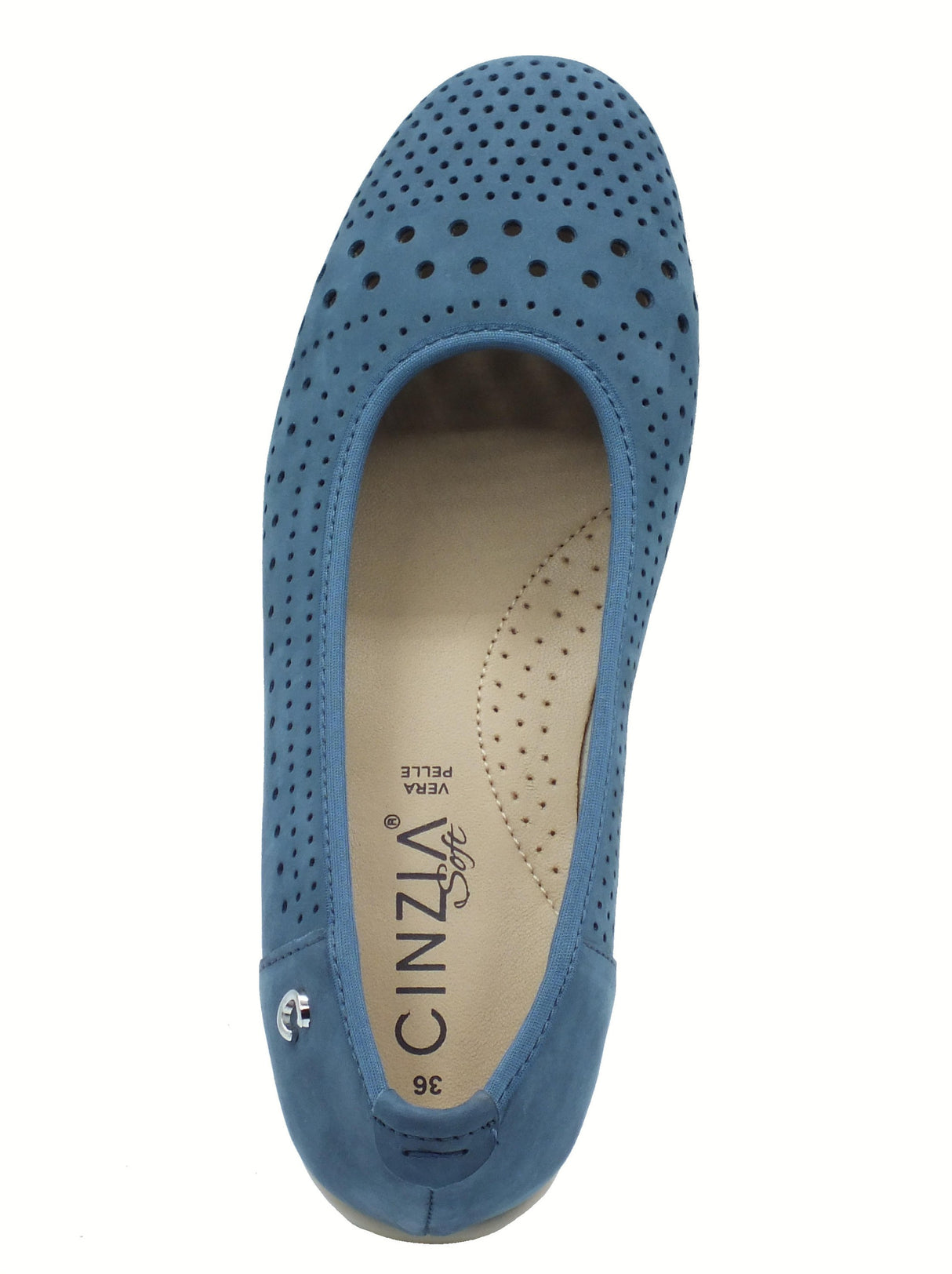 Cinzia Soft Cinzia Soft IV2123266 Cobalto Ballerine per Donna in nabuk traforato con zeppa media blu