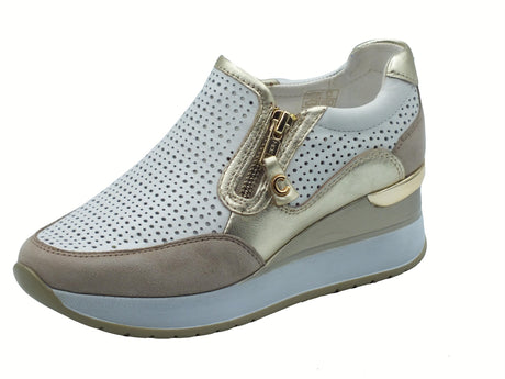 Cinzia Soft Cinzia Soft IV2521476G Clay Beige Sneakers per Donna in pelle traforata con zeppa alta Beige