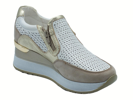 Cinzia Soft Cinzia Soft IV2521476G Clay Beige Sneakers per Donna in pelle traforata con zeppa alta Beige