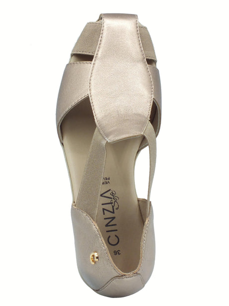 Cinzia Soft Cinzia Soft IV302748S Sabbia Mocassini per Donna in pelle nera con zeppa media Sabbia