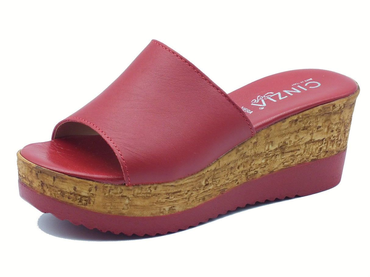 Cinzia Soft Cinzia Soft IAF52331 Rosso Sandali scalsati per Donna con zeppa alta in pelle Rosso