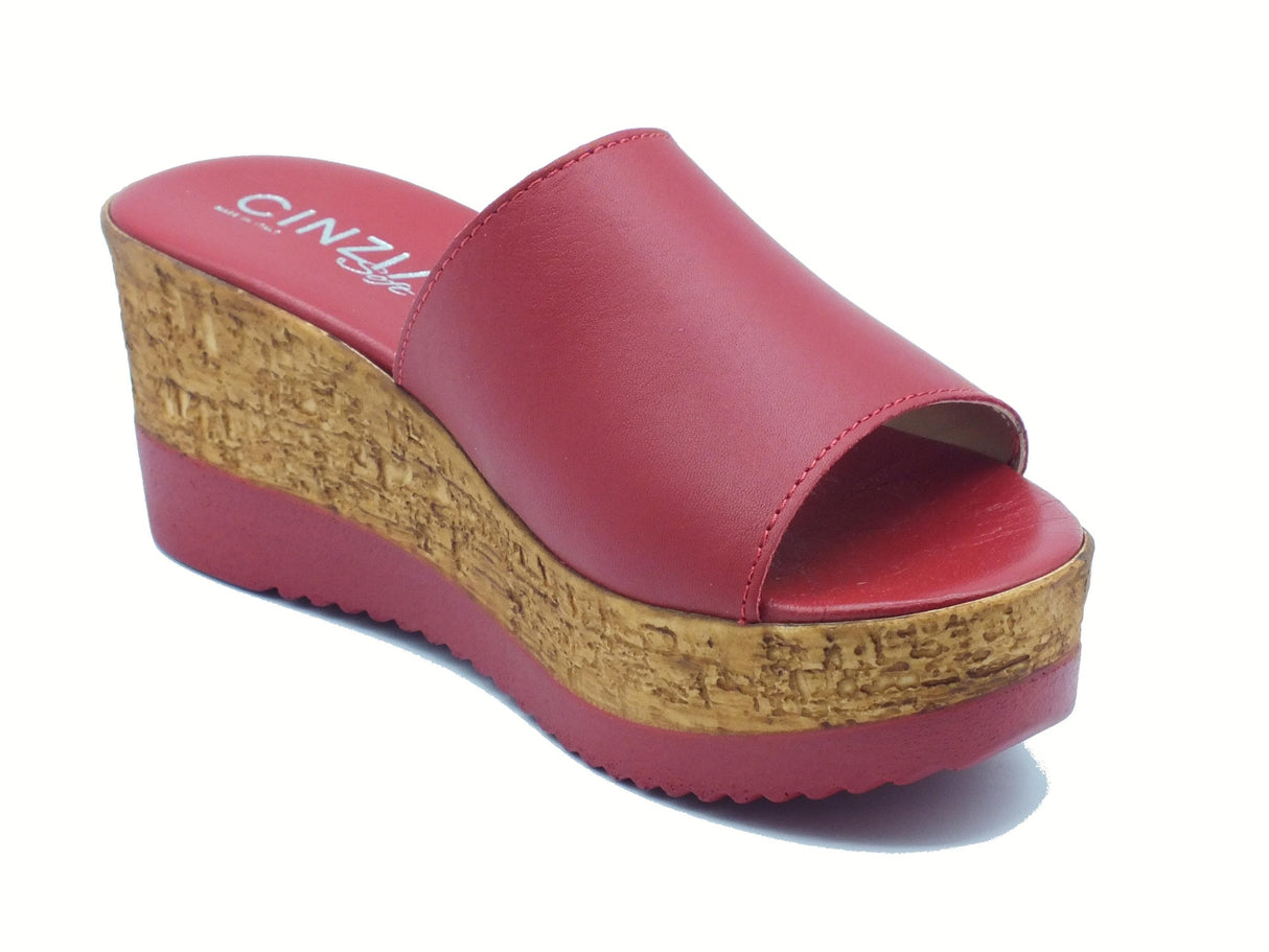 Cinzia Soft Cinzia Soft IAF52331 Rosso Sandali scalsati per Donna con zeppa alta in pelle Rosso
