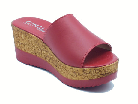 Cinzia Soft Cinzia Soft IAF52331 Rosso Sandali scalsati per Donna con zeppa alta in pelle Rosso