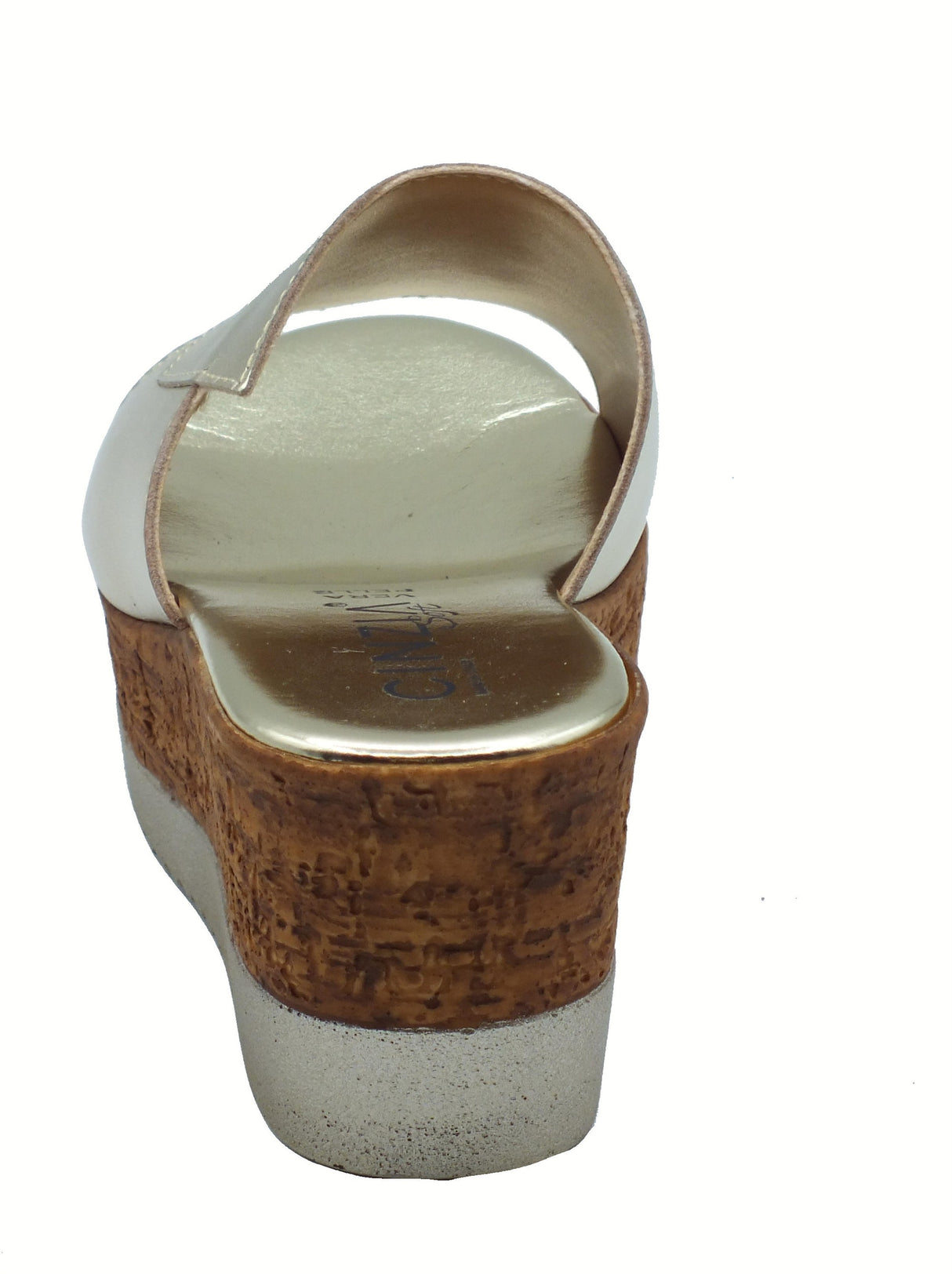 Cinzia Soft Cinzia Soft IAF53480 Platino Sandali scalsati per Donna con zeppa alta in pelle Platino