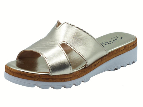 Cinzia Soft Cinzia Soft IAF23281 Platino Sandali Scalsati per Donna in pelle zeppa bassa Platino
