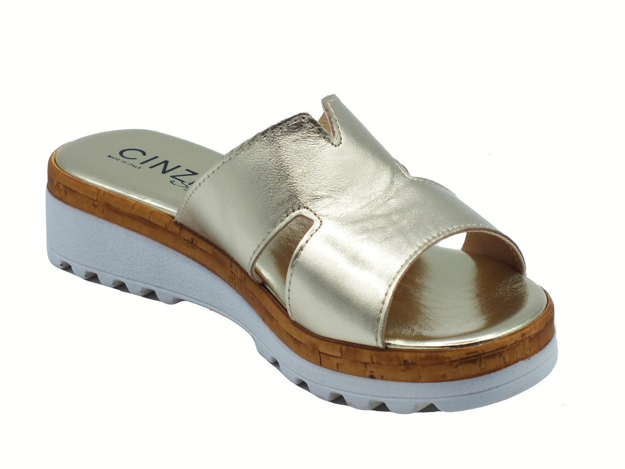 Cinzia Soft Cinzia Soft IAF23281 Platino Sandali Scalsati per Donna in pelle zeppa bassa Platino