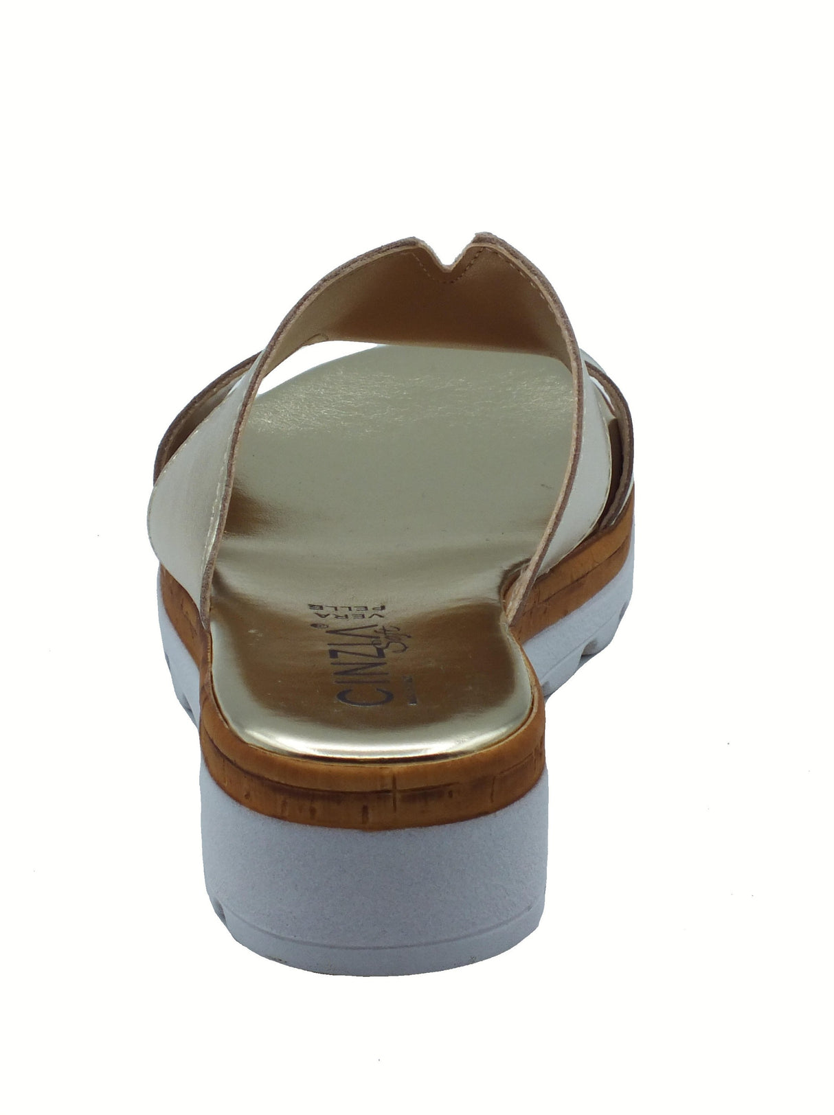 Cinzia Soft Cinzia Soft IAF23281 Platino Sandali Scalsati per Donna in pelle zeppa bassa Platino