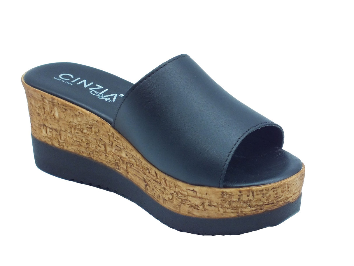 Cinzia Soft Cinzia Soft IAF52331 Nero Sandali Scalsati per Donna in pelle zeppa alta Nero