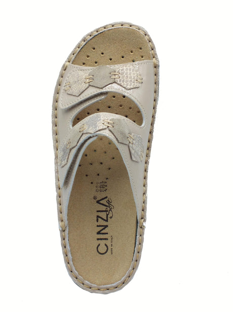 Cinzia Soft Cinzia Soft IM2412ZW Beige Sandali confort per Donna in nabuk pelle fibia doppia chiusura a strappo Beige