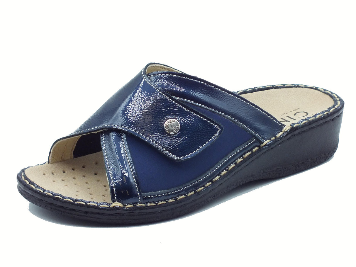 Cinzia Soft Cinzia Soft IM24200 Bleu Ciabatte per Donna in pelle con regolazione a strappo Bleu
