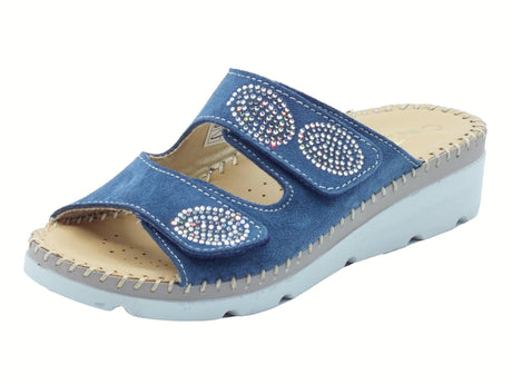 Cinzia Soft Cinzia Soft IMD30028ST Oceania Pantofole per Donna in pelle con doppia chiusura a strappo blu