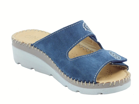 Cinzia Soft Cinzia Soft IMD30028ST Oceania Pantofole per Donna in pelle con doppia chiusura a strappo blu
