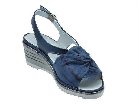 Cinzia Soft Cinzia IP4Gioia Blu Sandali Confort Donna in pelle satinata zeppa alta Blu