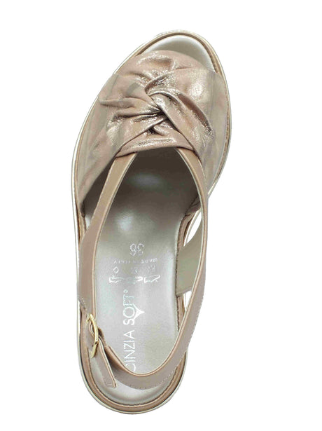 Cinzia Soft Cinzia Soft IP4Gioia Oro Nocciola Sandali Confort Donna in pelle satinata zeppa alta Nocciola