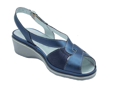 Cinzia Soft Cinzia Soft IP1Mary Navy Oceano Sandali Confort Donna in pelle zeppa bassa Navy