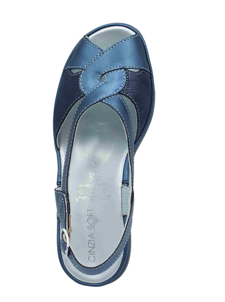 Cinzia Soft Cinzia Soft IP1Mary Navy Oceano Sandali Confort Donna in pelle zeppa bassa Navy