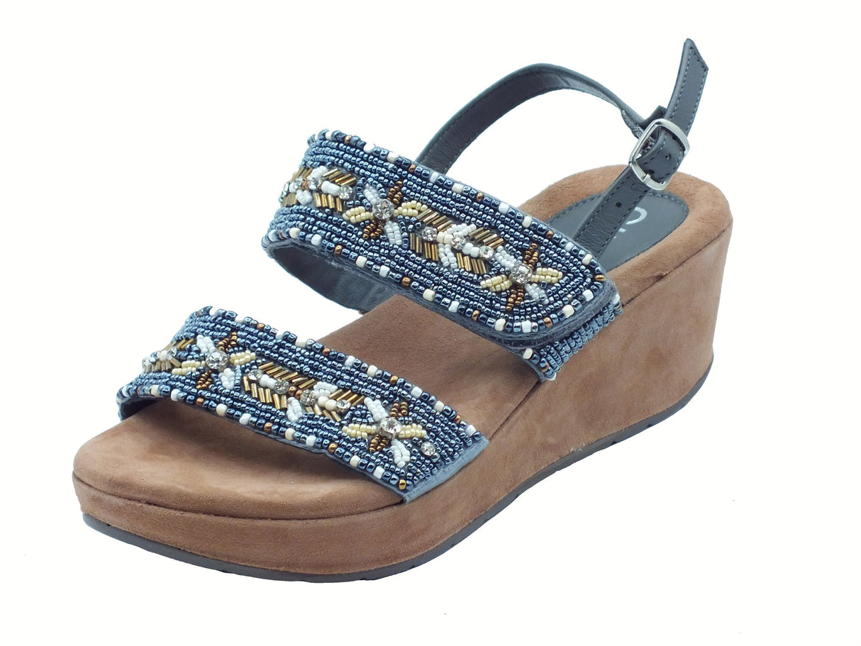 Cinzia Soft Cinzia Soft IT1040 Grey Multi Sandali per Donna con perline e brillantini multicolore zeppa media Grey Multi
