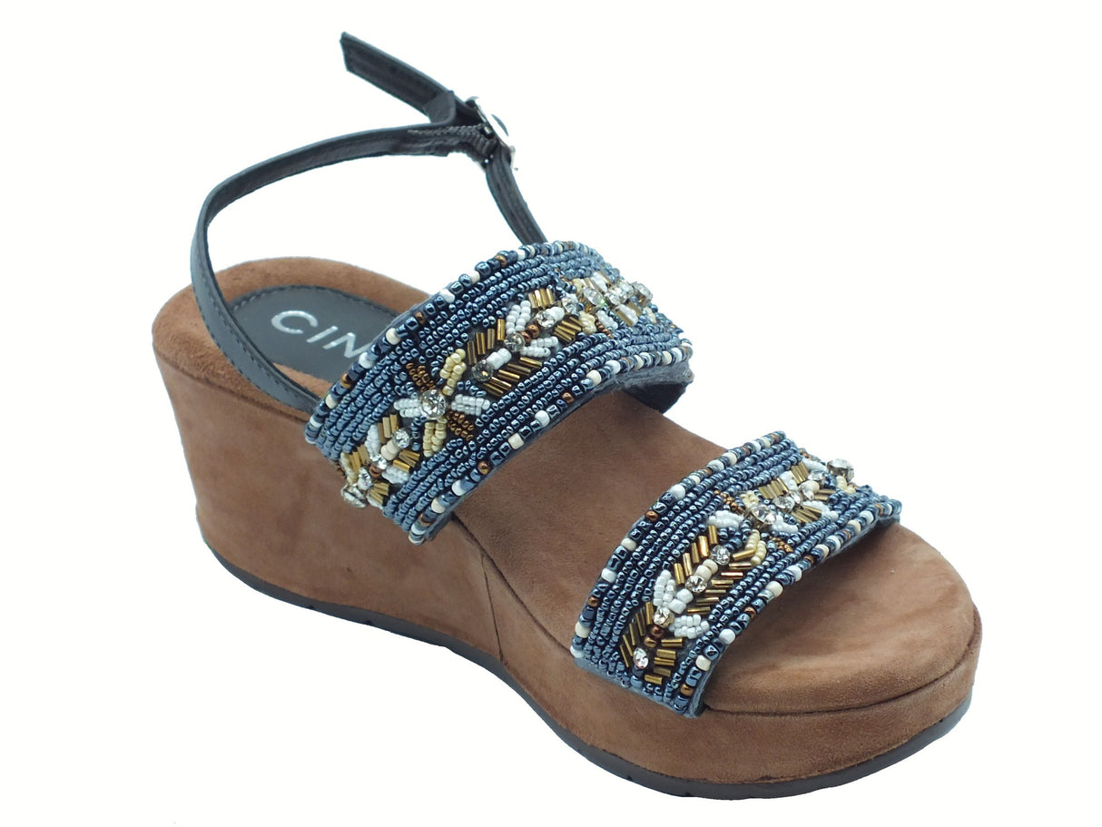 Cinzia Soft Cinzia Soft IT1040 Grey Multi Sandali per Donna con perline e brillantini multicolore zeppa media Grey Multi