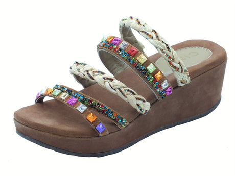 Cinzia Soft Cinzia Soft IT1041 Beige Multi Sandali per Donna con perline e brillantini multicolore zeppa media Beige Multi