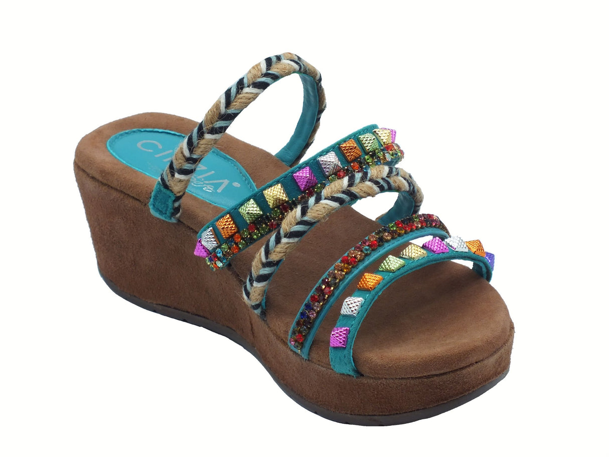 Cinzia Soft Cinzia Soft IT1041 Turquoise Multi Sandali per Donna perline brillantini multicolore zeppa media Turquoise Multii