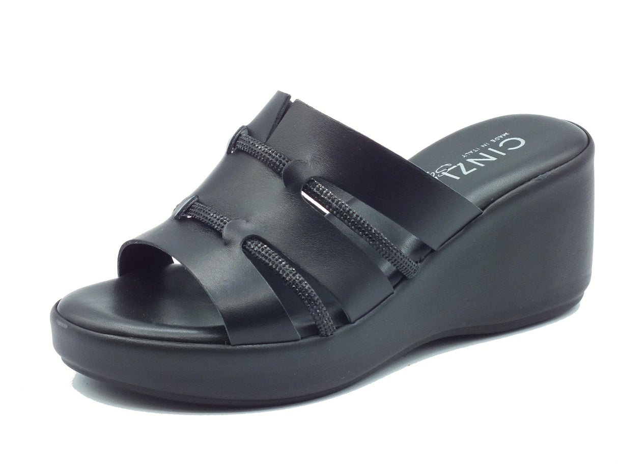 Cinzia Soft Cinzia Soft TS61190 Nero Sandali Scalsati per Donna in pelle zeppa alta Nero