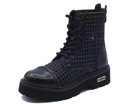 CULT CULT CLW421800 Slash Black Scarponcini traforati per Donna in pelle nera zeppa media Black