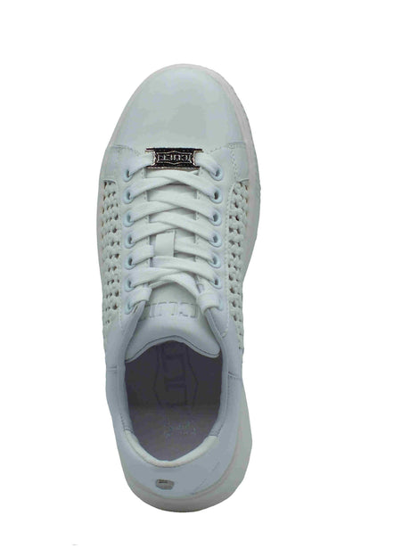CULT CULT CLW423700 Perry Low White Sneakers per Donna in pelle bianca con lacci zeppa alta White