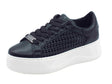 CULT CULT CLW423701 Perry Low Black Sneakers per Donna in pelle nera con lacci zeppa alta Black